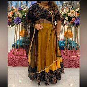 Yellow black lengha plus size 50-54